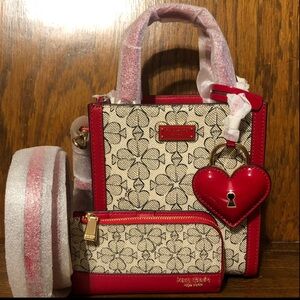 NWT-Kate Spade-SET-SpadeFlower-Coated Canvas-Manhattan Mini Tote & Bifold Wallet